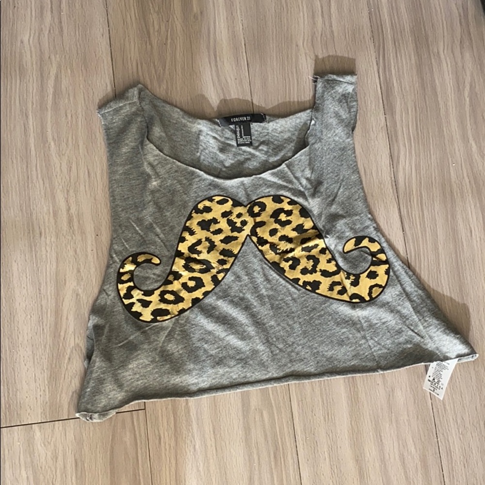 NWOT Mustache Crop Tee